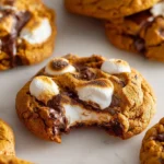 Chewy Pumpkin S’mores Cookies with Gooey Marshmallow