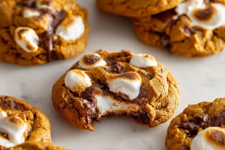Chewy Pumpkin S’mores Cookies with Gooey Marshmallow