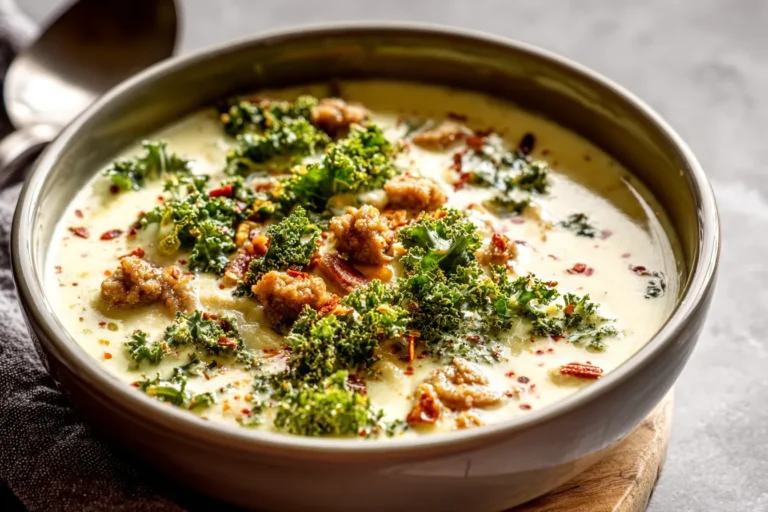 Creamy Keto Cauliflower Sausage Kale Soup