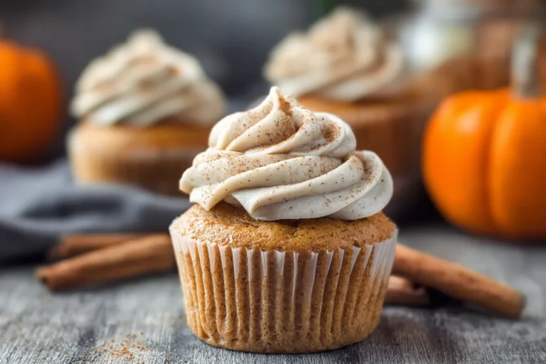 Easy Pumpkin Cupcakes with Cinnamon Cream Cheese Frosting