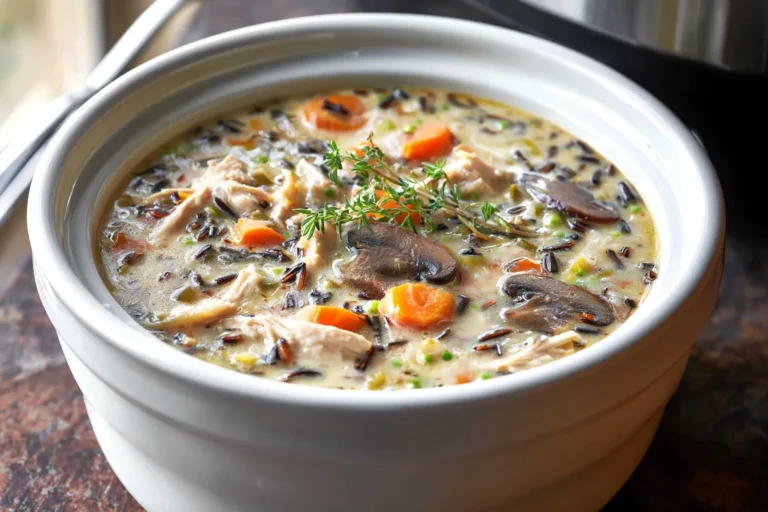 SLOW COOKER CHICKEN AND WILD RICE SOUP