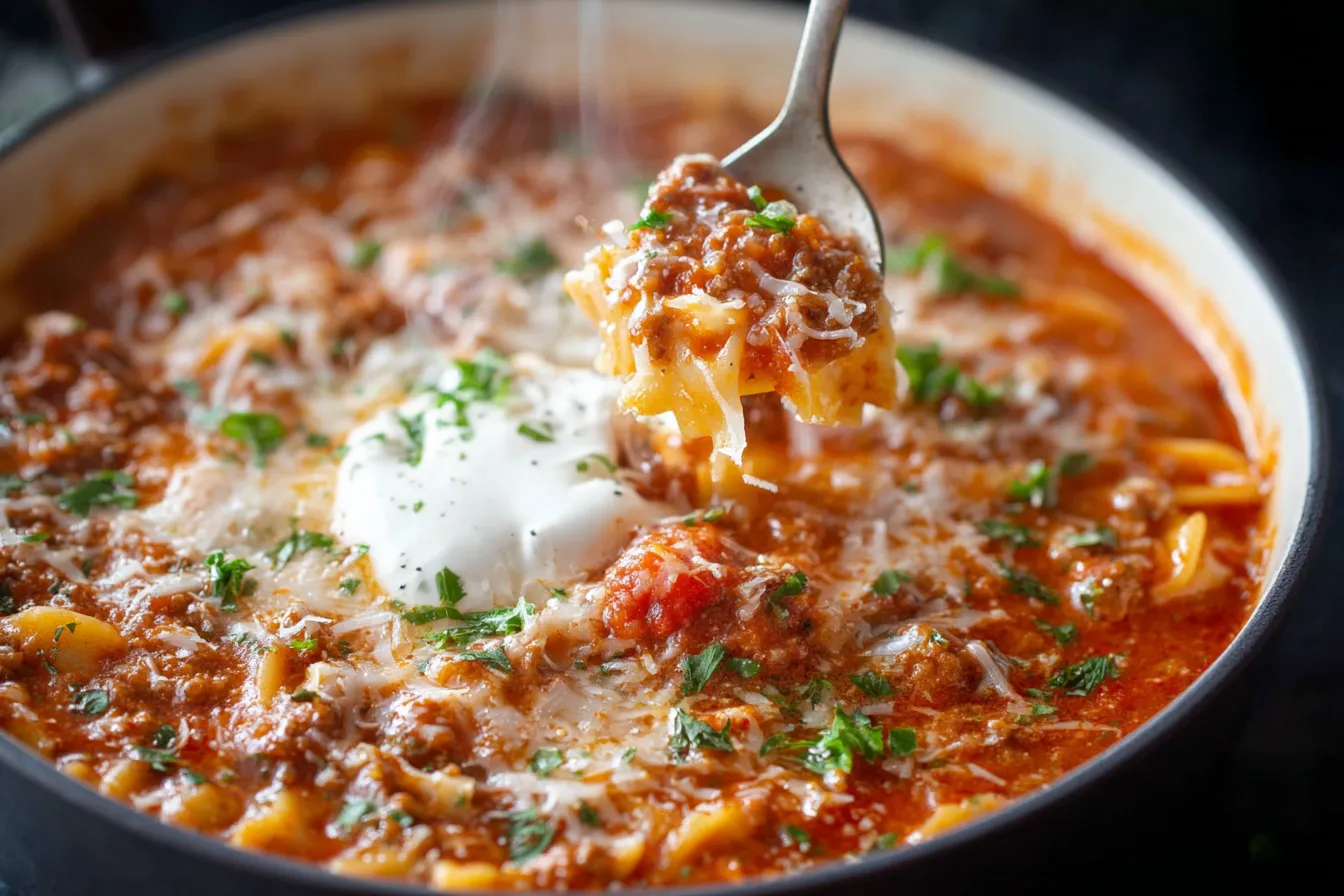 Easy One Pot Protein Lasagna Soup