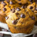 Homemade Pumpkin Muffins with Melty Chocolate Chips