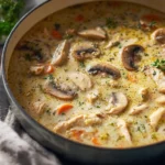 One Pot Creamy Chicken Mushroom Soup