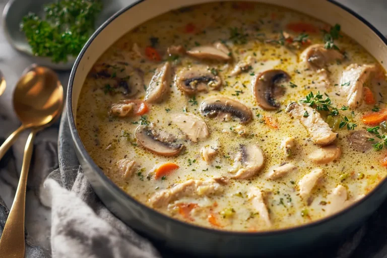 One Pot Creamy Chicken Mushroom Soup