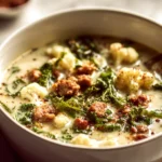 One Pot Sausage and Kale Soup with Cauliflower