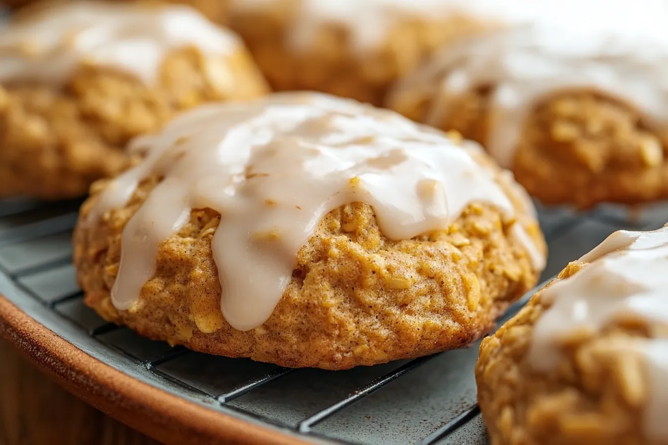 Soft Iced Pumpkin Oatmeal Cookies