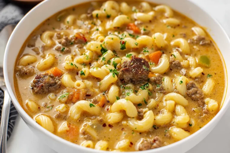 The Best Cheeseburger Macaroni Soup