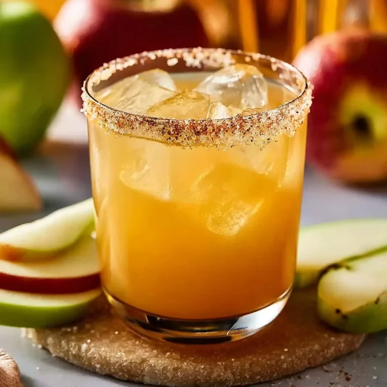 Delicious apple cider margarita garnished with cinnamon and lime