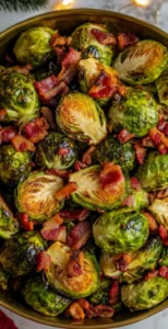 Crispy Bacon Brussels Sprouts dish on a plate