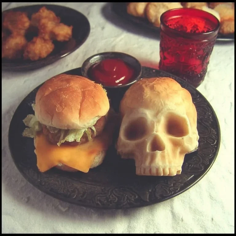 Cheeseburger Skulls displayed on a plate, a fun and tasty twist on the classic cheeseburger.
