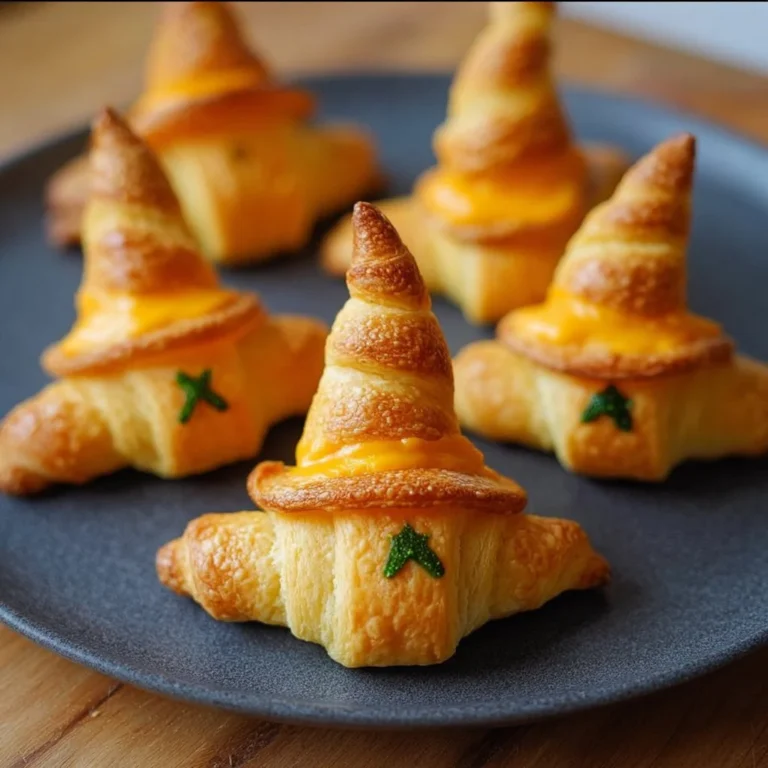 Cheesy Witch Hat Crescents served on a platter for Halloween
