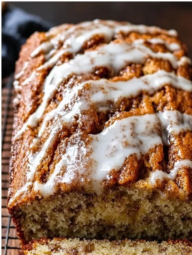 Delicious cinnamon swirl banana bread freshly baked and sliced