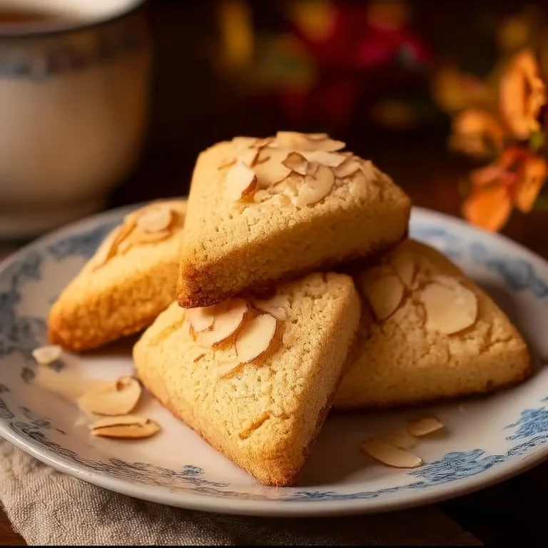 A plate of freshly baked delicate French Almond Cookies.