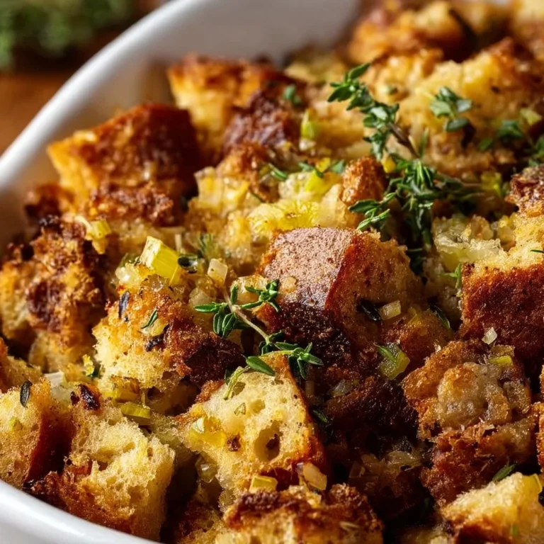 Delicious Thanksgiving stuffing prepared using Grandma's recipe.