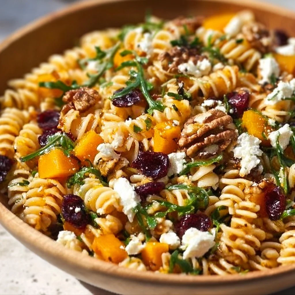 Delicious Fall Harvest Pasta Salad with seasonal vegetables and pasta