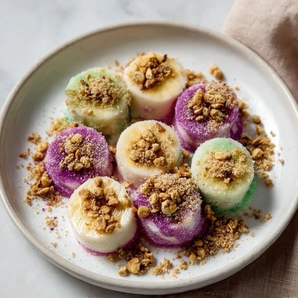 Delicious frozen banana bites with fun toppings for kids