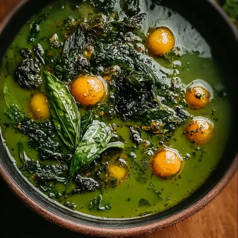 Bowl of Green Goddess Herb Soup garnished with fresh herbs and vegetables.
