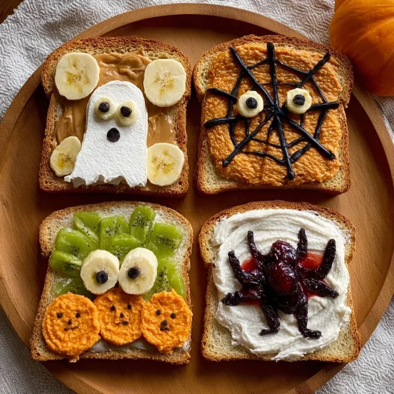 Halloween toast with ghost and spider web designs for festive celebrations