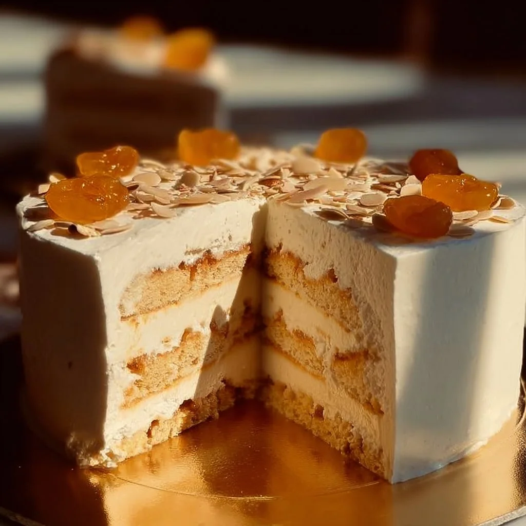 Deliciously layered Rabdi Mousse Cake topped with creamy rabdi, perfect for celebrations.