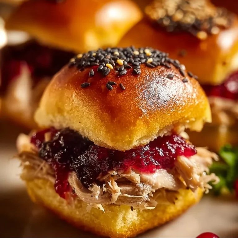 Delicious leftover Thanksgiving turkey sliders served on a plate with toppings