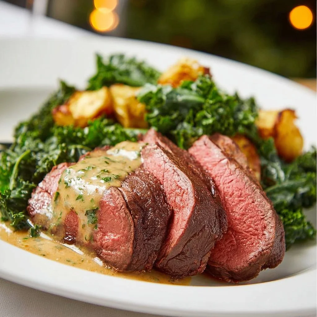 Low-carb blender Béarnaise sauce in a bowl garnished with herbs