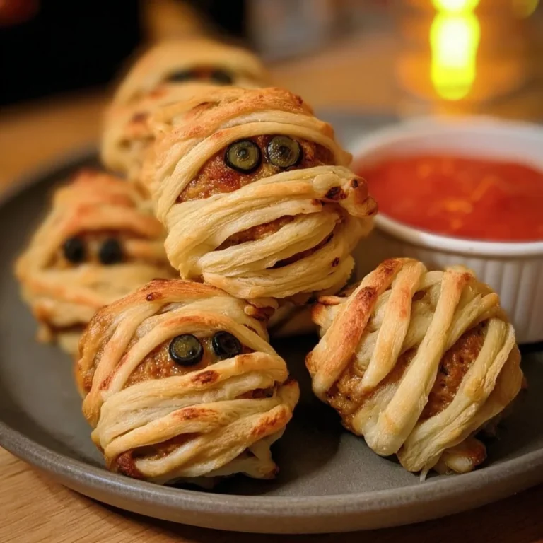 Delicious Meatball Mummies for Halloween parties