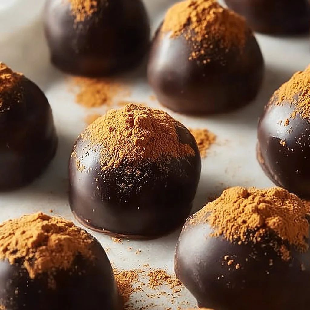 Delicious pumpkin spice chocolates in a decorative box.