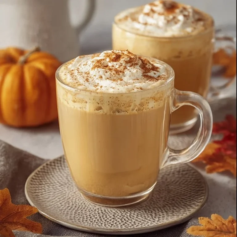 Delicious pumpkin spice milk in a cozy setting with spices and pumpkin decor.