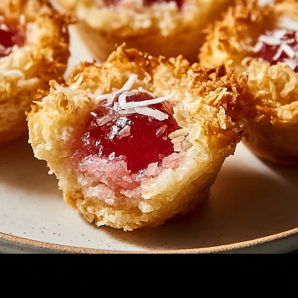 Image of Rhubarb Coconut Macaroon Tarts dessert with fresh rhubarb and coconut.