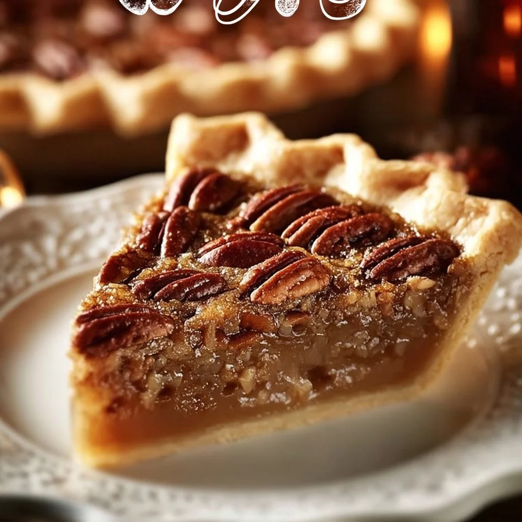 Delicious Southern Pecan Pie with a golden-brown crust and pecan topping