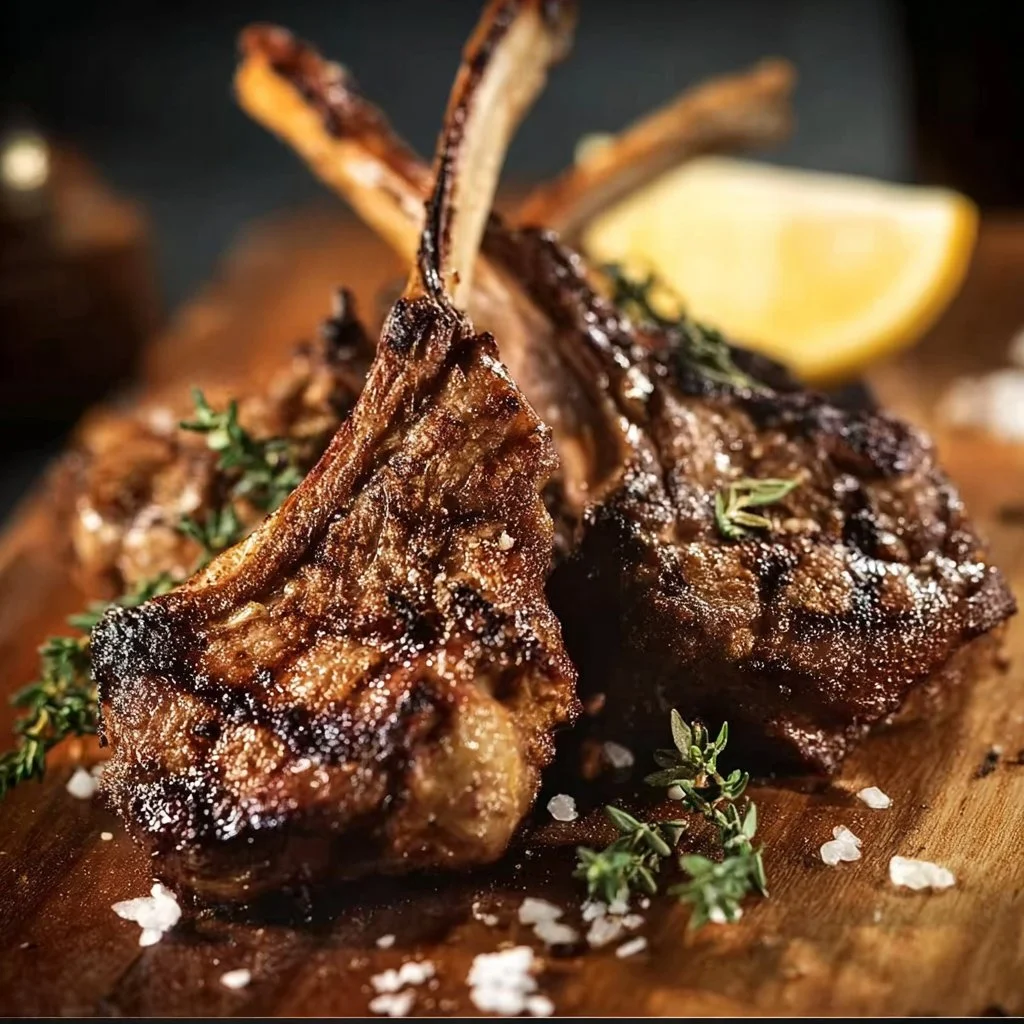 Delicious Spanish-style grilled lamb chops served on a plate