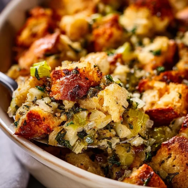 Delicious Thanksgiving stuffing recipe with herbs and spices