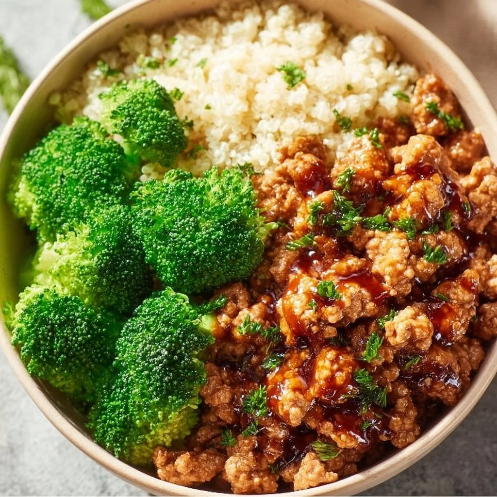 Sweet and Spicy Ground Turkey and Broccoli Bowls for a weeknight meal