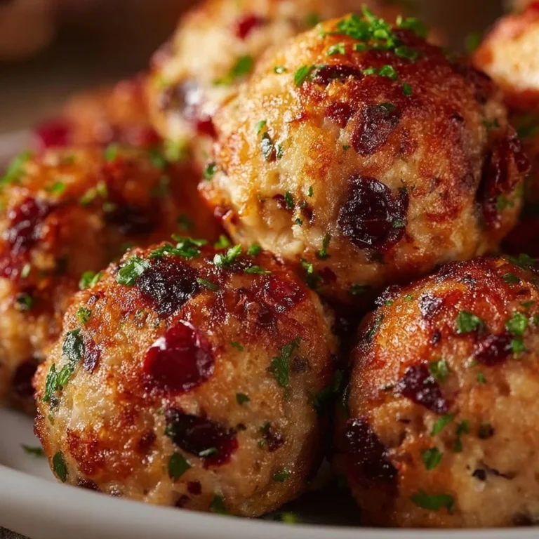 Delicious Thanksgiving stuffing balls served on a festive plate.
