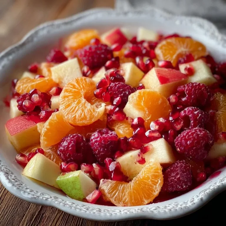 Colorful winter fruit salad with seasonal fruits like oranges and pomegranates.