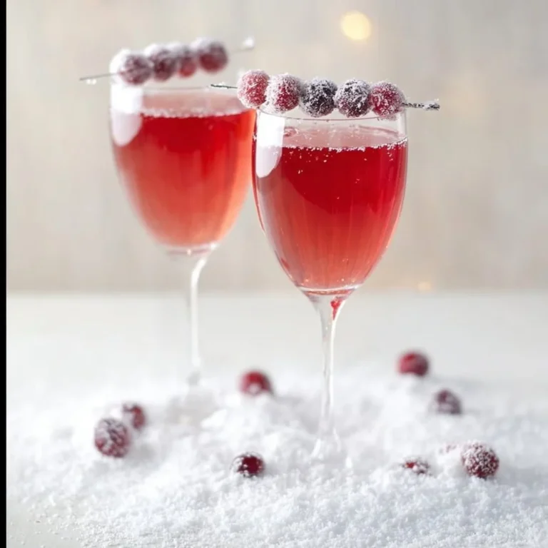 Refreshing Cranberry Prosecco cocktail served in a glass with festive garnishes.