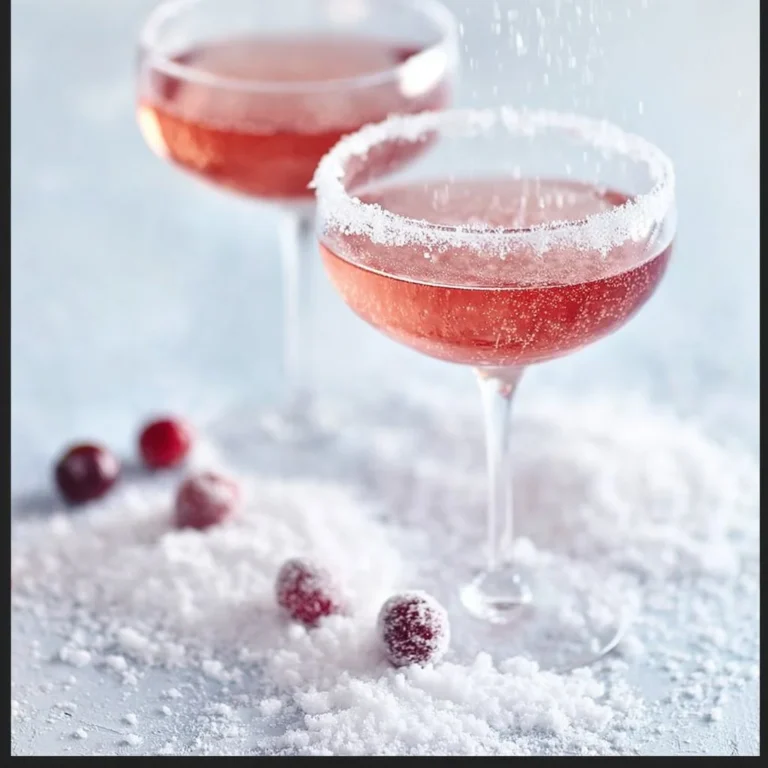 Refreshing Cranberry Prosecco Cocktail in a glass with festive garnish