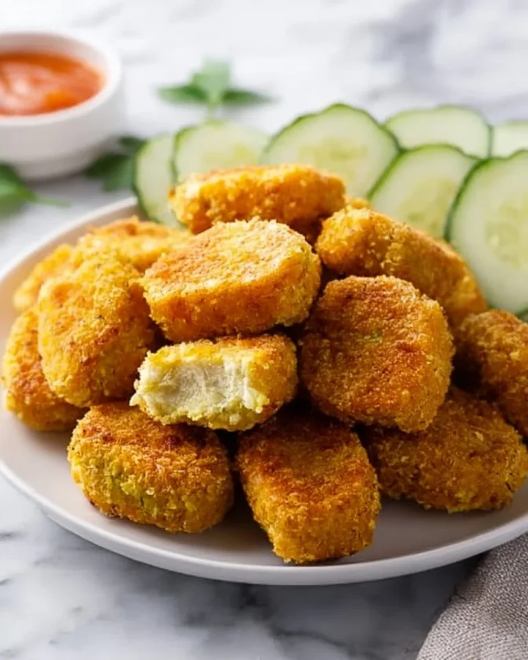 Crispy chickpea vegetable nuggets served on a plate