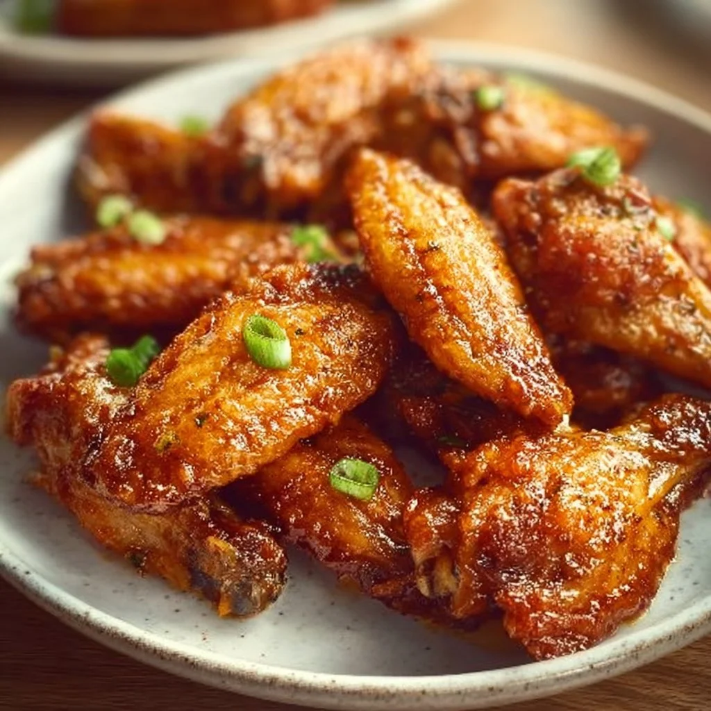 Crispy Chinese chicken wings served with dipping sauce on a platter.