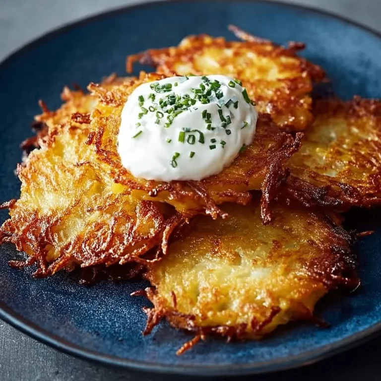 Crispy homemade latkes served with applesauce and sour cream.
