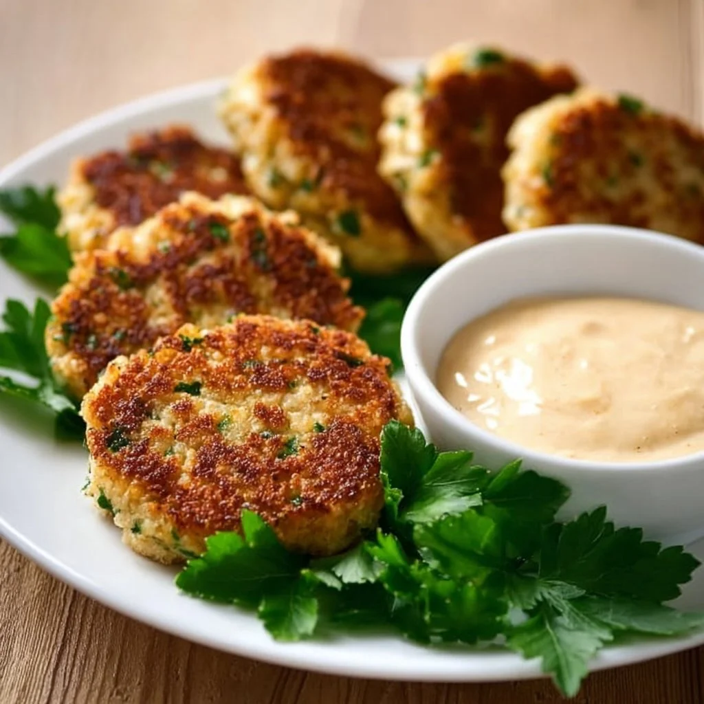 Crispy Israeli-Style Fish Cakes served on a plate with lemon and herbs