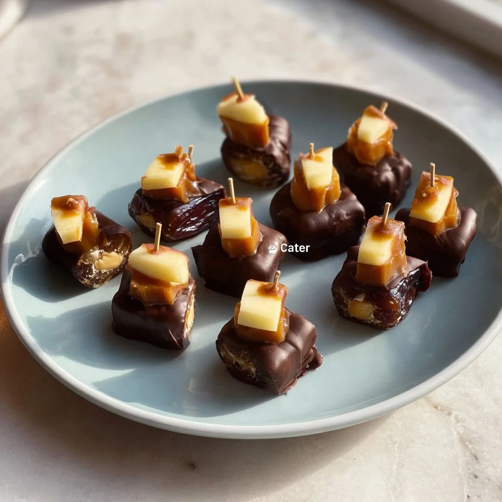 Delicious date caramel bites arranged on a plate for healthy snacking