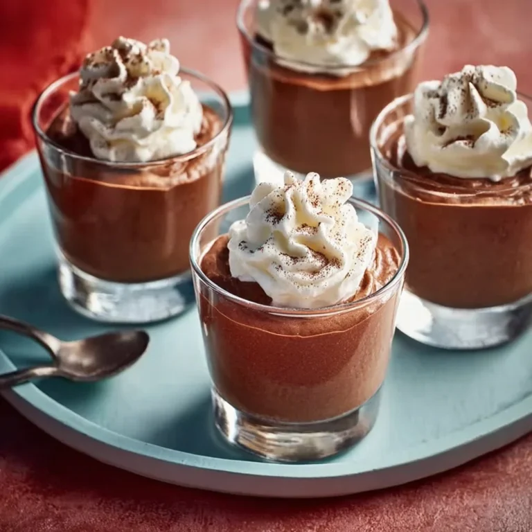 Deliciously rich chocolate mousse garnished with chocolate shavings