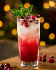 Delicious Vanilla Cranberry Crush mocktail in a festive glass for cozy gatherings