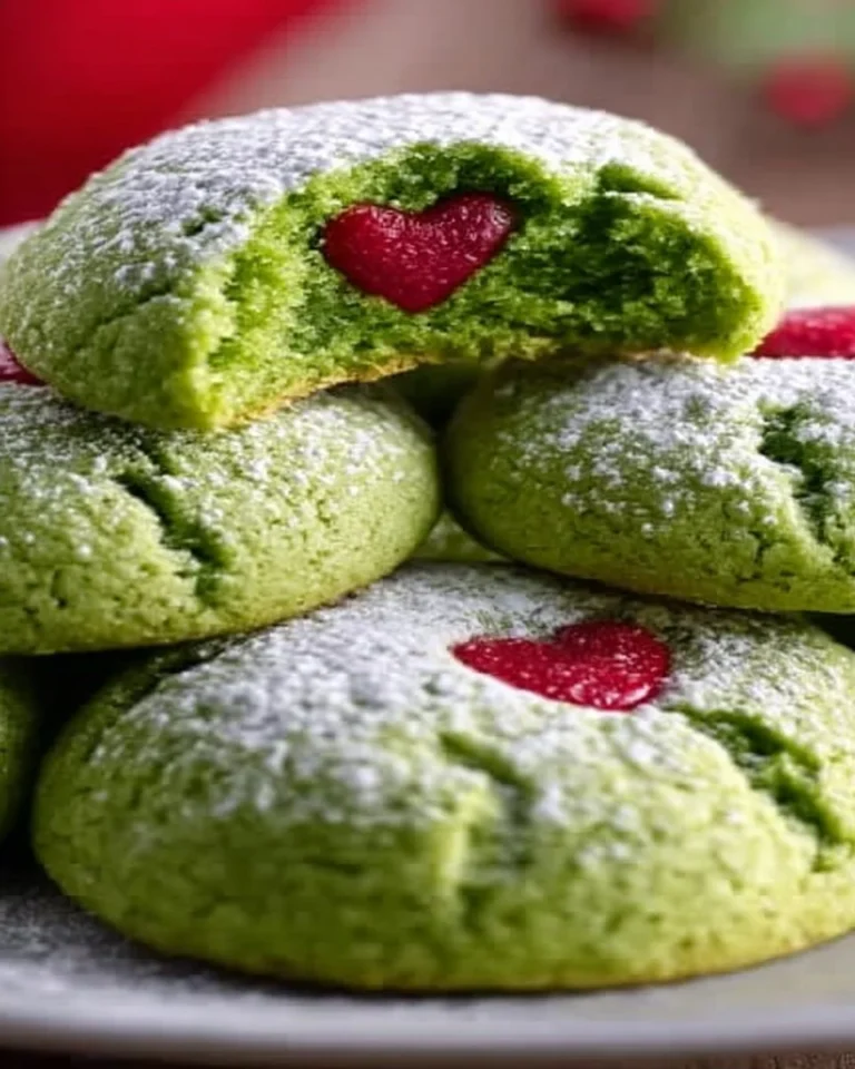 Baked Grinch cookies decorated for holiday baking fun