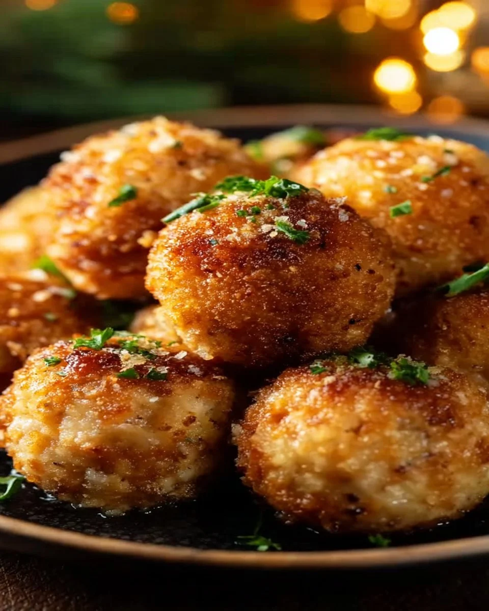 Festive holiday turkey stuffing balls ready to serve at a table
