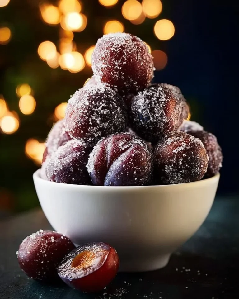A plate of homemade sugar plums with festive decorations for the holidays.