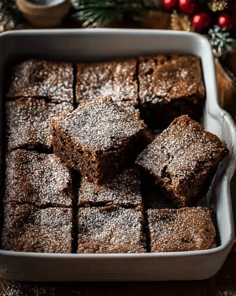 Delicious gingerbread brownies topped with spices for holiday treats