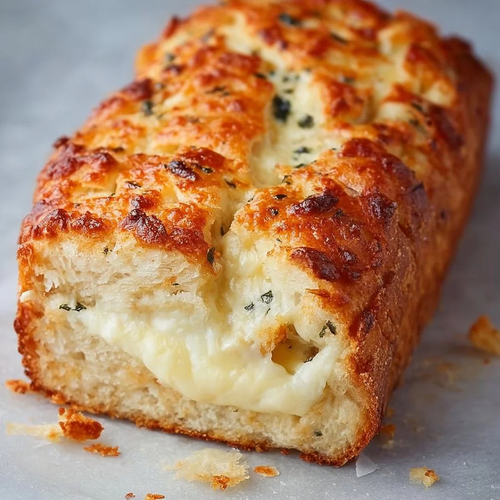 Freshly baked garlic cheese bread with golden crust and melted cheese